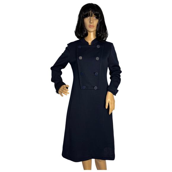 Vintage Navy double breasted pop over dress military style medium - Picture 12 of 13